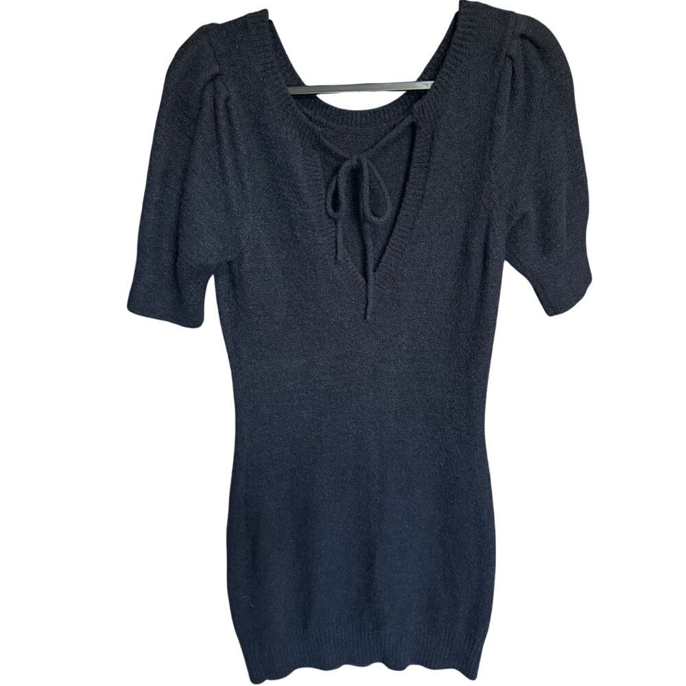 Daily Practice by Anthropologie Fuzzy Knit Mini Sweater Dress Black Size Medium - Picture 5 of 10